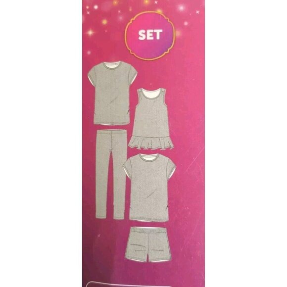 Disney Princess 5-Piece Set Cotton T-shirts Top Shorts Leggings Pink XS 4-5 - Picture 10 of 10